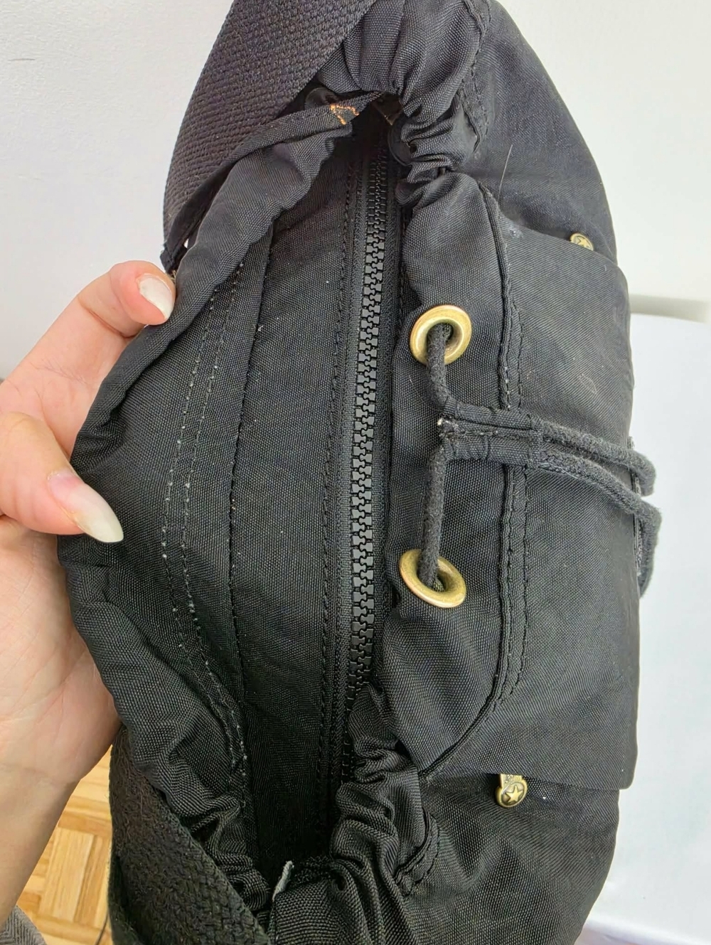 Kipling Black Drawstring Hobo Crossbody Bag with Monkey Charm Unisex - Picture 7 of 12